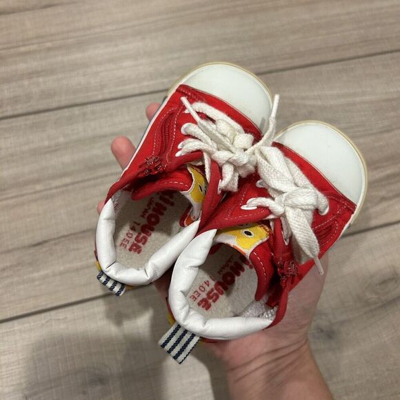 Miki House Second Shoes Red Canvas Logo Strap Sneakers Toddler Size 8 (14 cm) - Picture 9 of 11